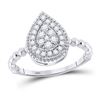 Image 1 : Round Diamond Teardrop Cluster Ring 1/3 Cttw 10KT White Gold