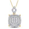 Image 1 : Round Diamond Square Cluster Pendant 1/2 Cttw 14KT Yellow Gold