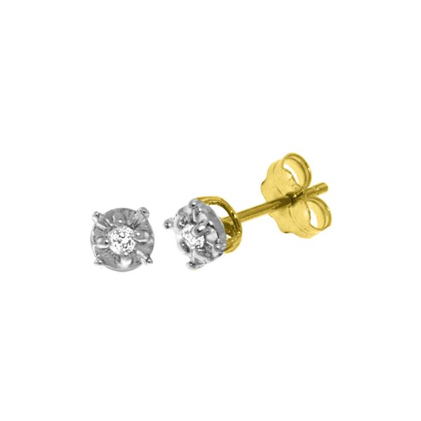 Genuine 0.06 ctw Diamond Anniversary Earrings 14KT Yellow Gold - REF-24T3A