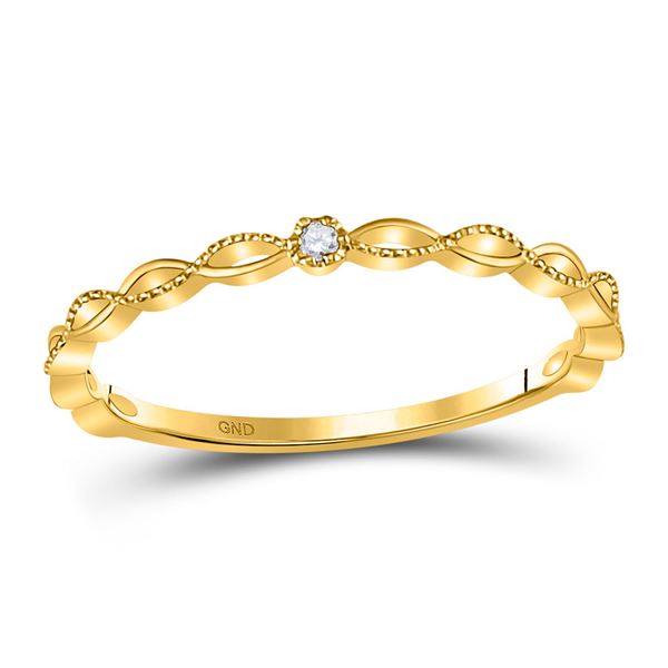 Round Diamond Stackable Band Ring .01 Cttw 10KT Yellow Gold
