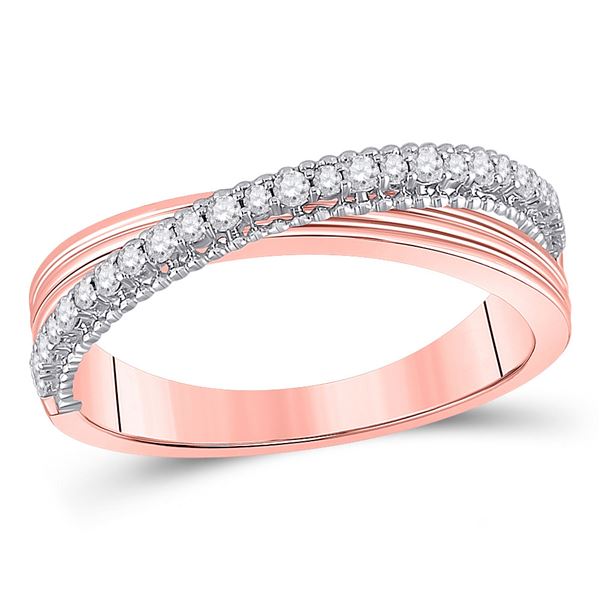 Round Diamond Crossover Fashion Ring 1/5 Cttw 14KT Two-tone Gold