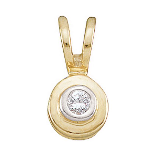 Round Diamond Solitaire Circle Pendant .03 Cttw 10KT Yellow Gold