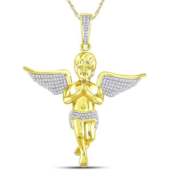 Round Diamond Angel Charm Pendant 1/2 Cttw 10KT Yellow Gold
