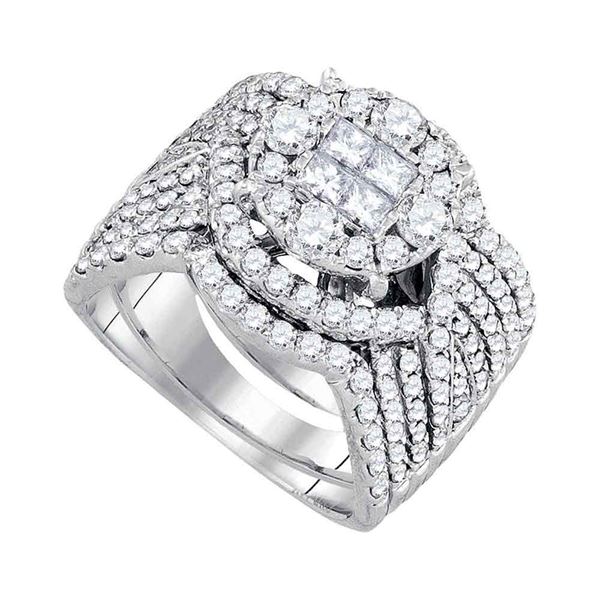 Bridal Wedding Ring Band Set 2 Cttw 14KT White Gold