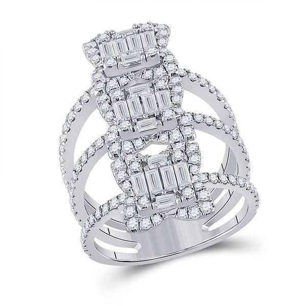 Baguette Diamond Spiral Fashion Ring 1-7/8 Cttw 14KT White Gold