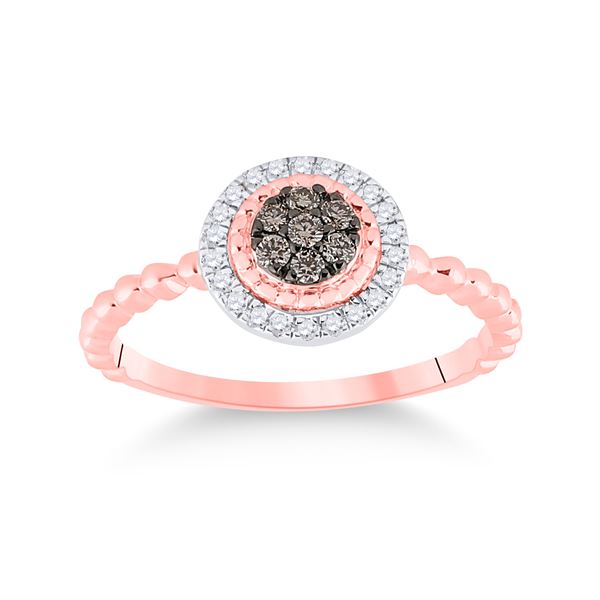 Round Brown Diamond Cluster Ring 1/5 Cttw 10KT Rose Gold