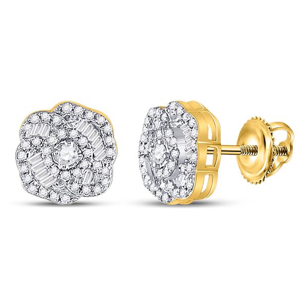 Round Diamond Fashion Earrings 3/8 Cttw 10KT Yellow Gold