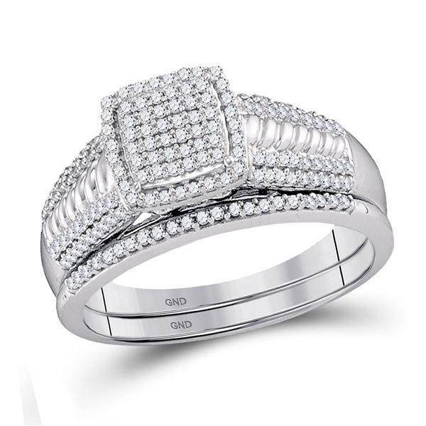 Diamond Bridal Wedding Ring Band Set 3/8 Cttw 10KT White Gold