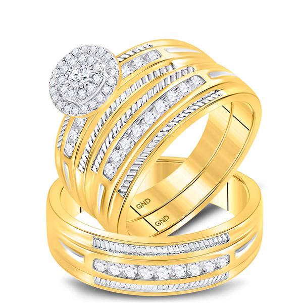 Diamond Halo Matching Wedding Set 5/8 Cttw 10KT Yellow Gold