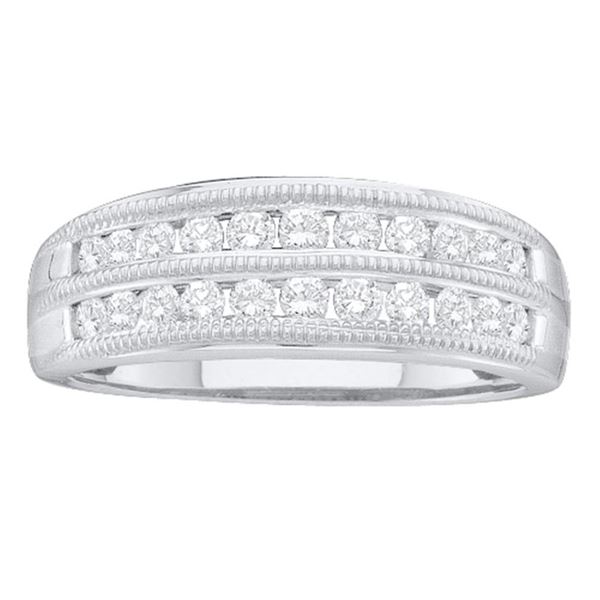 Round Diamond Double Row Fashion Ring 1/2 Cttw 10KT White Gold