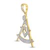 Image 2 : Round Diamond Freemason Compass Charm Pendant 7/8 Cttw 10KT Yellow Gold