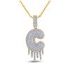 Image 1 : Round Diamond Dripping C Letter Charm Pendant 5/8 Cttw 10KT Yellow Gold
