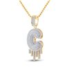 Image 2 : Round Diamond Dripping C Letter Charm Pendant 5/8 Cttw 10KT Yellow Gold