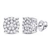 Image 1 : Round Diamond Cluster Earrings 1 Cttw 10KT White Gold