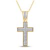 Image 1 : Round Diamond Roman Cross Pendant 1/6 Cttw 10KT Yellow Gold