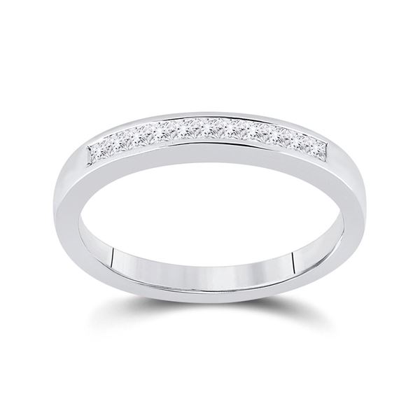 Princess Diamond Wedding Band 1/4 Cttw 14KT White Gold