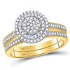 Image 2 : Diamond Cluster Bridal Wedding Ring Band Set 1/3 Cttw 10KT Yellow Gold