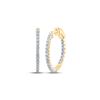 Image 1 : Round Diamond Inside Outside Hoop Earrings 1 Cttw 10KT Yellow Gold