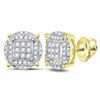 Image 1 : Round Diamond Circle Cluster Earrings 1/4 Cttw 10KT Yellow Gold