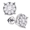 Image 1 : Round Diamond Cluster Earrings 1/3 Cttw 14KT White Gold