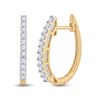 Image 1 : Round Diamond Hoop Earrings 1/4 Cttw 14KT Yellow Gold