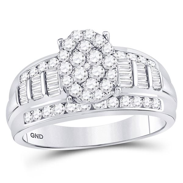 Oval Cluster Bridal Wedding Engagement Ring 1 Cttw 10KT White Gold