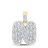 Image 1 : Round Diamond Bubble N Letter Charm Pendant 7/8 Cttw 10KT Yellow Gold