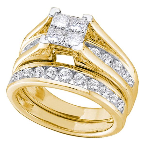 Bridal Wedding Ring Band Set 7/8 Cttw 10KT Yellow Gold