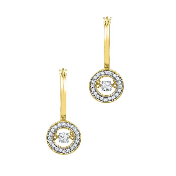 Round Diamond Moving Dangle Earrings 1/3 Cttw 10KT Yellow Gold