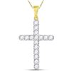 Image 1 : Round Diamond Cross Charm Pendant 1 Cttw 10KT Yellow Gold