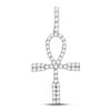 Image 1 : Round Diamond Ankh Cross Charm Pendant 1 Cttw 10KT Yellow Gold