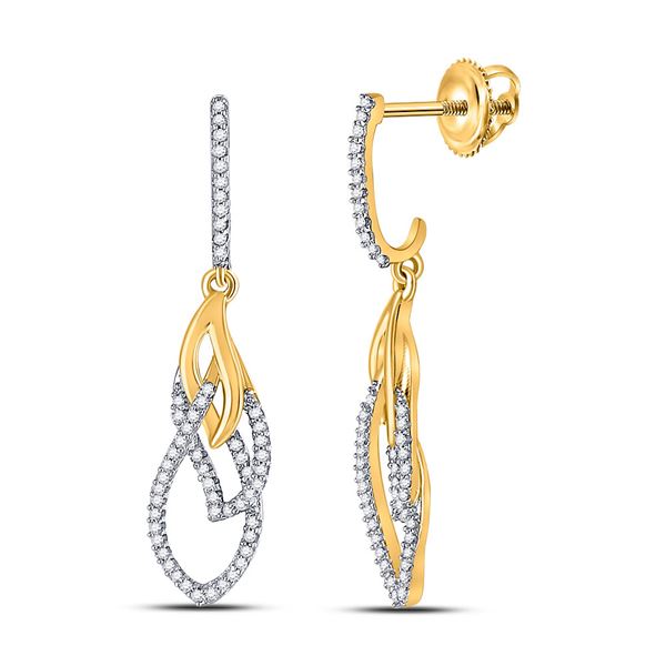 Round Diamond Dangle Earrings 1/4 Cttw 10KT Yellow Gold