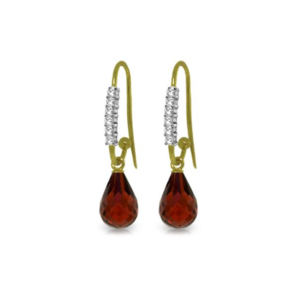 Genuine 4.68 ctw Garnet & Diamond Earrings 14KT Yellow Gold - REF-40Z7N