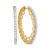 Image 1 : Round Diamond Single Row Luxury Hoop Earrings 1 Cttw 10KT Yellow Gold