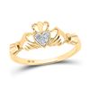 Image 1 : Round Diamond Claddagh Heart Ring .02 Cttw 14KT Yellow Gold