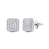 Image 1 : Round Diamond Square Earrings 1/6 Cttw 10KT White Gold
