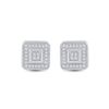 Image 2 : Round Diamond Square Earrings 1/6 Cttw 10KT White Gold