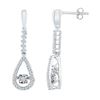 Image 1 : Round Diamond Moving Twinkle Teardrop Dangle Earrings 1/5 Cttw 10KT White Gold