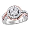 Image 1 : Diamond Cluster Bridal Wedding Engagement Ring 1 Cttw 14KT Two-tone Gold