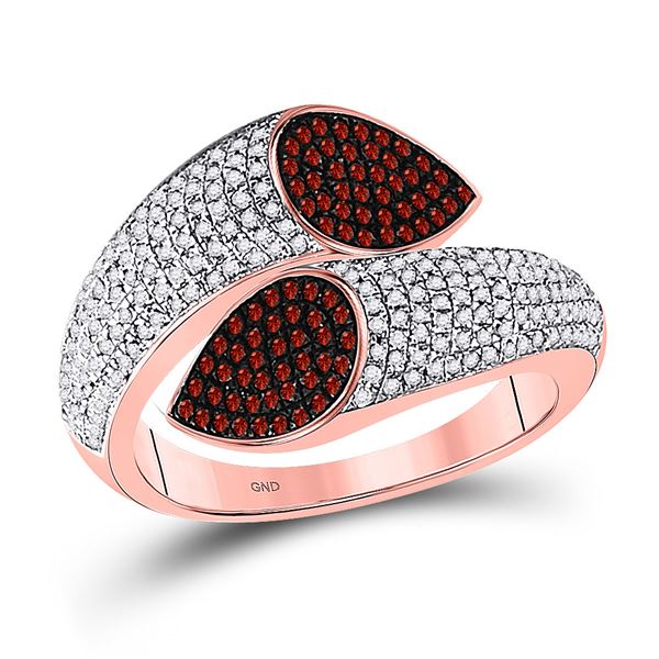 Round Red Color Enhanced Diamond Fashion Ring 3/4 Cttw 10KT Rose Gold