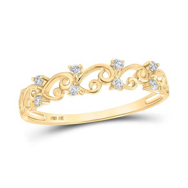 Round Diamond Curl Band Ring 1/10 Cttw 10KT Yellow Gold