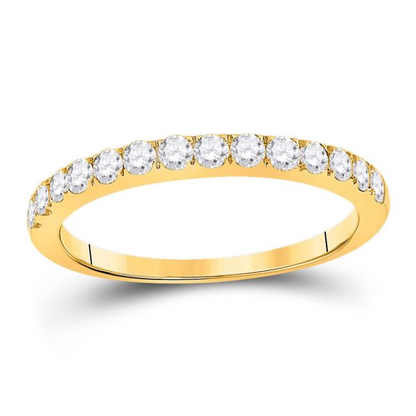 Round Diamond Wedding Single Row Band 1/2 Cttw 10KT Yellow Gold