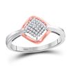 Image 1 : Round Diamond Offset Square Cluster Ring 1/8 Cttw 10KT Two-tone Gold