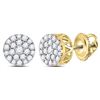 Image 1 : Round Diamond Concentric Circle Cluster Earrings 1/2 Cttw 14KT Yellow Gold