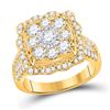 Image 1 : Round Diamond Square Flower Cluster Ring 2 Cttw 14KT Yellow Gold