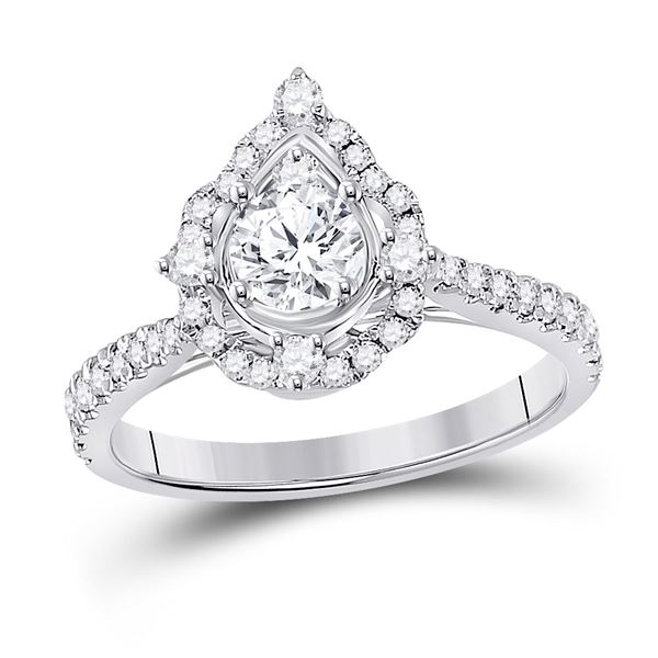 Diamond Halo Bridal Wedding Engagement Ring 1 Cttw 14KT White Gold