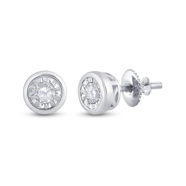 Round Diamond Solitaire Stud Earrings 1/4 Cttw 10KT White Gold