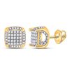 Image 1 : Round Diamond Square Earrings 1/2 Cttw 10KT Yellow Gold