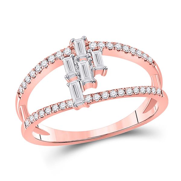 Baguette Diamond Modern Fashion Ring 1/3 Cttw 14KT Rose Gold