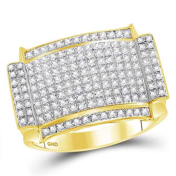 Round Diamond Rectangle Cluster Ring 1/2 Cttw 10KT Yellow Gold